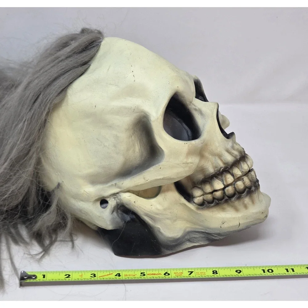 Vintage 1997 Paper Magic Group Skull Mask Grey Hair Halloween Horror Prop 97